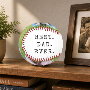 Balle De Baseball MEILLEUR PÈRE JAMAIS Deux Photos Cadeau de la Fête
