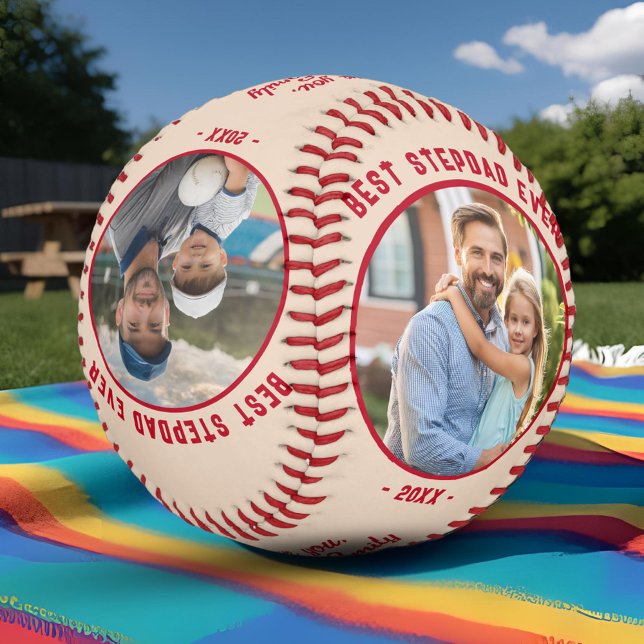 Balle De Baseball Meilleur Stepdad Ever 4 Photos Fête des Pères (Créateur téléchargé)