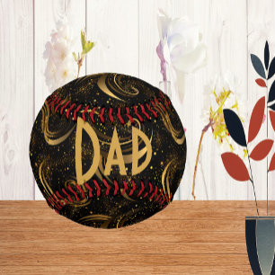 Balle De Baseball Meilleure Fête des pères papa Gold Leafls Calligra