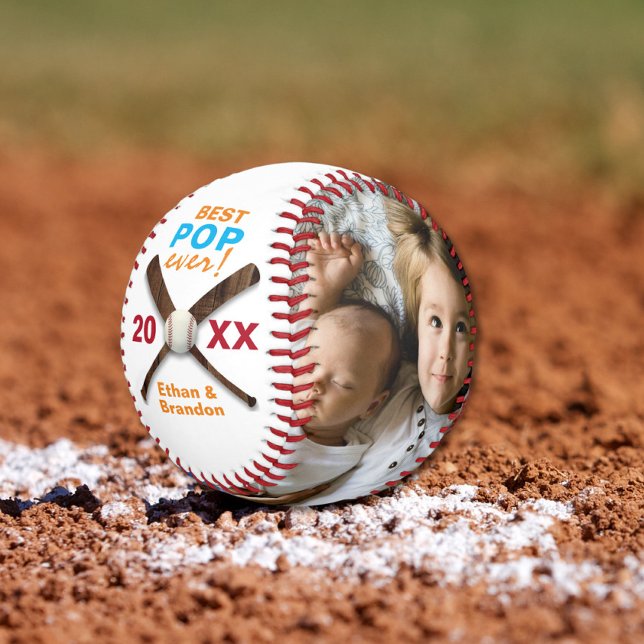 Balle De Baseball Meilleure Fête des pères photo pop jamais (Créateur téléchargé)