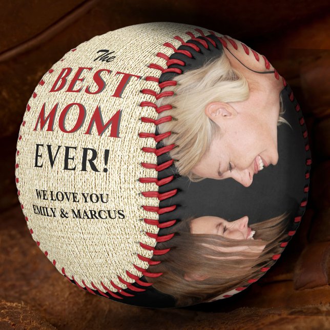 Balle De Baseball Meilleure maman rustique Collage photo de la fête  (Créateur téléchargé)