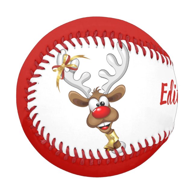 Balle De Baseball Mème de Noël drôle de renne qui regarde par-dessus (Devant Gauche)