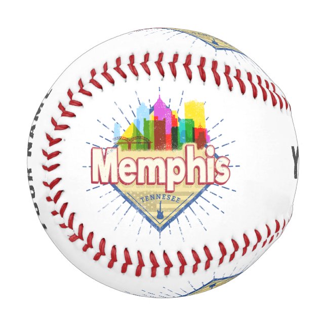 Balle De Baseball Memphis Tennessee United States Retro Skyline (Devant Gauche)