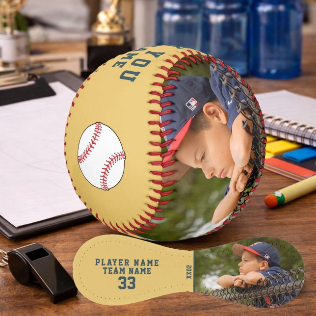 Balle De Baseball Merci à l'équipe de coach Nom Numéro Photo (Créateur téléchargé)