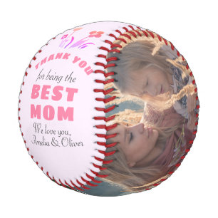 Balle De Baseball Merci Meilleure Maman Fleur Rose Photo Fête des Mè