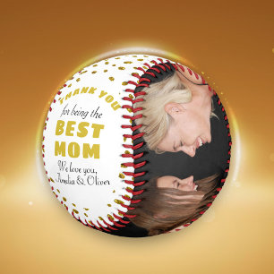 Balle De Baseball Merci Meilleure Maman Or Paillettes Fête des Mères