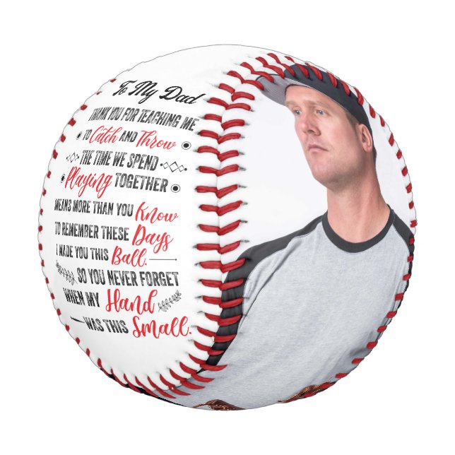 Balle De Baseball Merci message sentimental pour papa et pho personn (Angle)