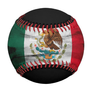 Balle De Baseball Mexico flag brush stroke, national flag