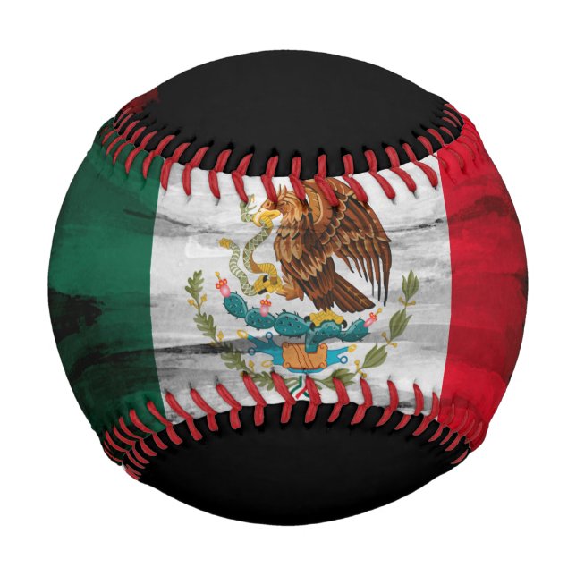 Balle De Baseball Mexico flag brush stroke, national flag (Devant)