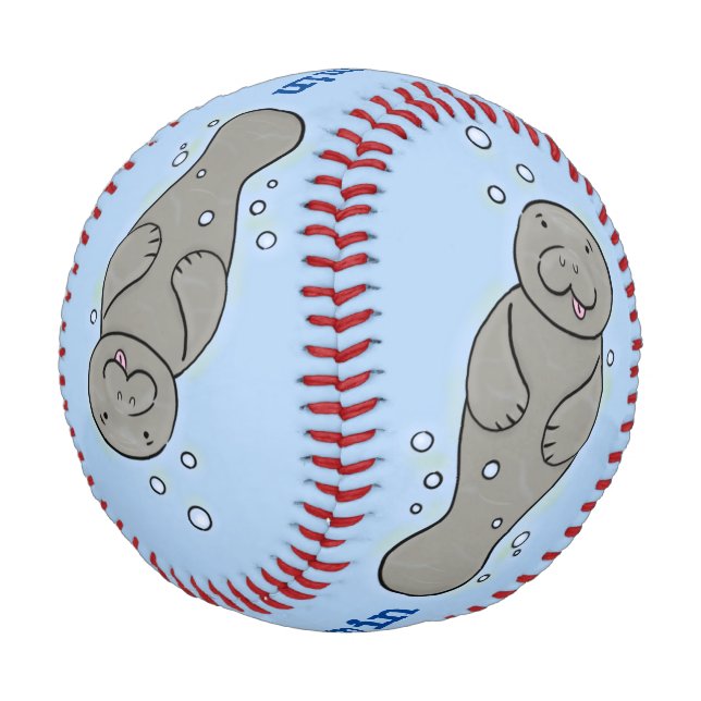 Balle De Baseball Mignonne manatée bébé avec bulles illustration (Angle)
