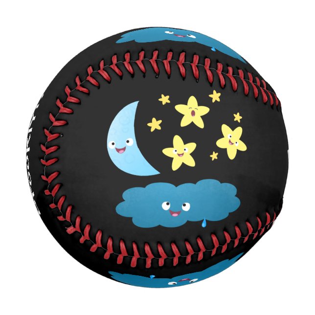 Balle De Baseball Mignons étoiles chantant, lune et bande dessinée d (Devant Gauche)