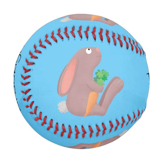 Balle De Baseball Mignons lapin lapin lapin assis avec dessin de car (Devant Gauche)