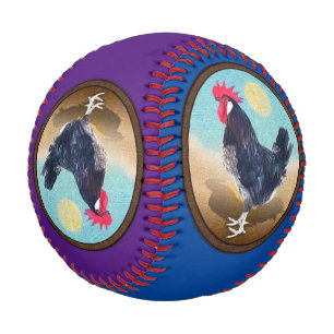 Balle De Baseball Minorque Rooster Vintage Oval