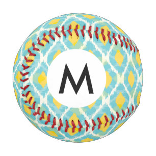 Balle De Baseball Mode tribal moderne ikat bleu jaune