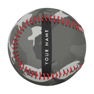 Balle De Baseball Modèle de camouflage gris, Votre nom, Personnalise