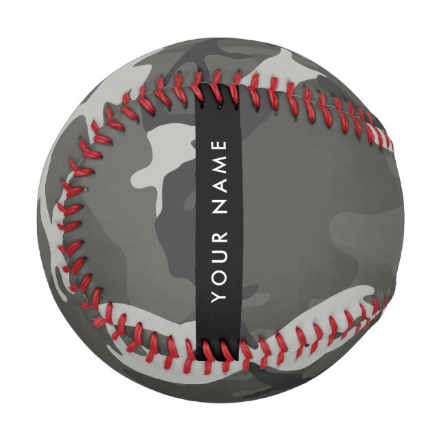 Balle De Baseball Modèle de camouflage gris, Votre nom, Personnalise (Devant Gauche)