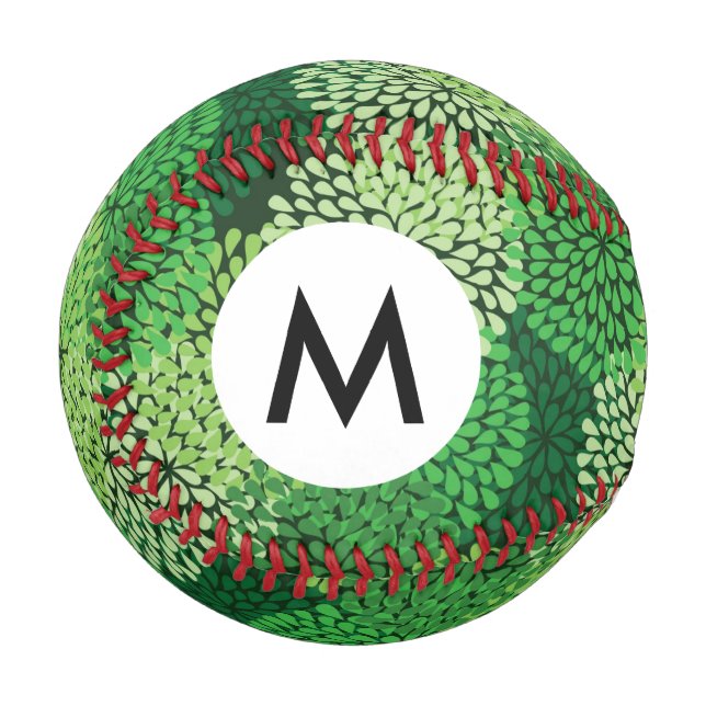 Balle De Baseball Modèle floral vert (Devant Gauche)