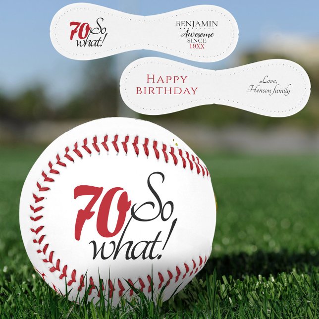 Balle De Baseball Modern Positive Funny 70 Alors quel 70e anniversai (Créateur téléchargé)