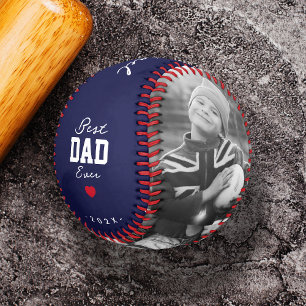 Balle De Baseball Moderne Meilleur papa Ever Fête des pères Bleue No