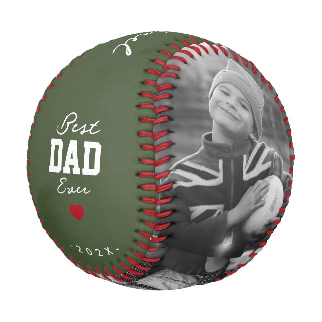 Balle De Baseball Moderne Meilleur Papa Jamais Vert Nom personnalisé (Angle)
