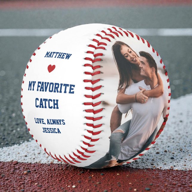 Balle De Baseball Mon couple préféré anniversaire 2 Photo (My Favorite Catch Couple Anniversary 2 Photo Baseball)