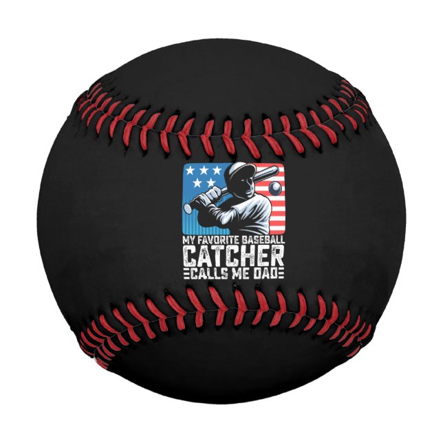 Balle De Baseball Mon receveur de baseball préféré m'appelle papa (Devant)