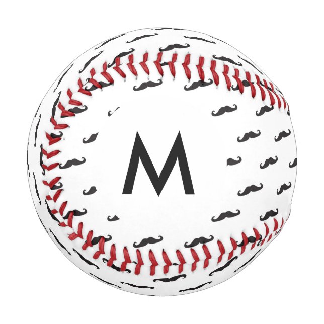 Balle De Baseball Monogram Mustache hipster motif 2 (Devant Gauche)