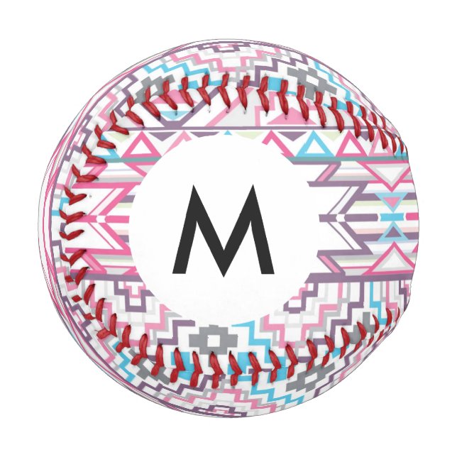Balle De Baseball Monogramme Abstrait Aztec Motif géométrique 3 (Devant Gauche)