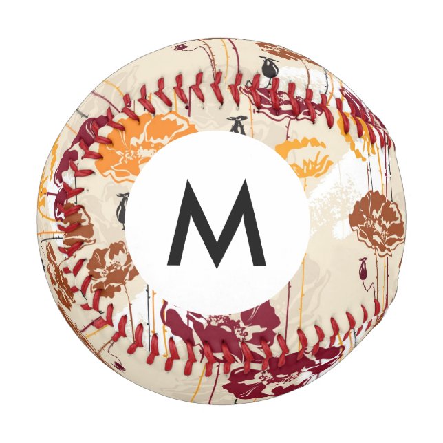 Balle De Baseball Monogramme Abstrait Elégance motif floral 4 (Devant Gauche)