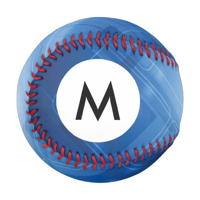 Balle De Baseball Monogramme arrière - plan hi-tech bleu foncé (Devant Gauche)