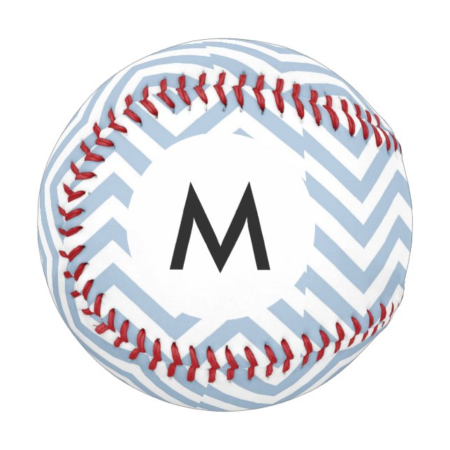 Balle De Baseball Monogramme bleu clair Grunge texturé Chevron (Devant Gauche)