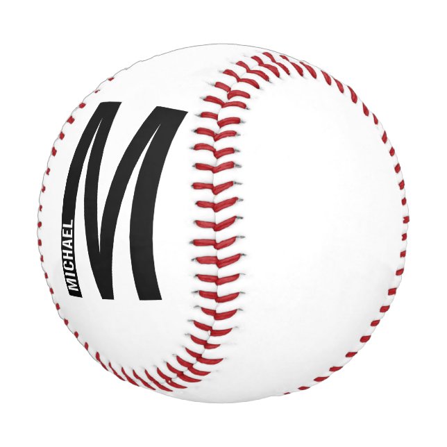 Balle De Baseball Monogramme et nom personnalisés modernes (Angle)