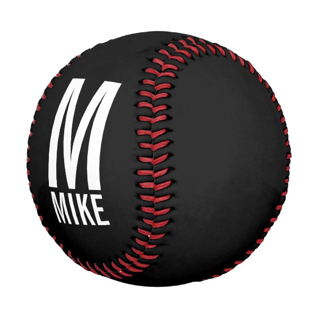 Balle De Baseball Monogramme et nom personnalisés modernes (Angle)