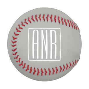 Balle De Baseball Monogramme initial   Blanc sur gris clair