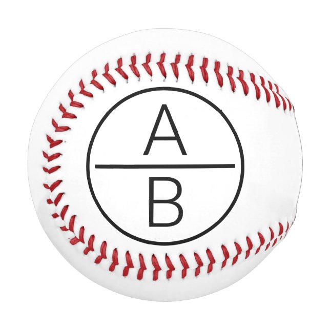 Balle De Baseball Monogramme moderne de deux initiales (Devant Gauche)