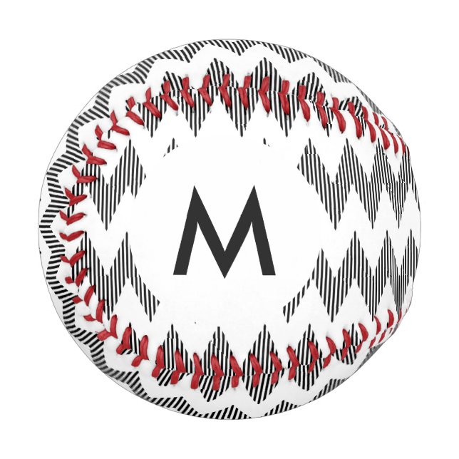 Balle De Baseball Monogramme motif de zigzag géométrique 2 (Devant Gauche)