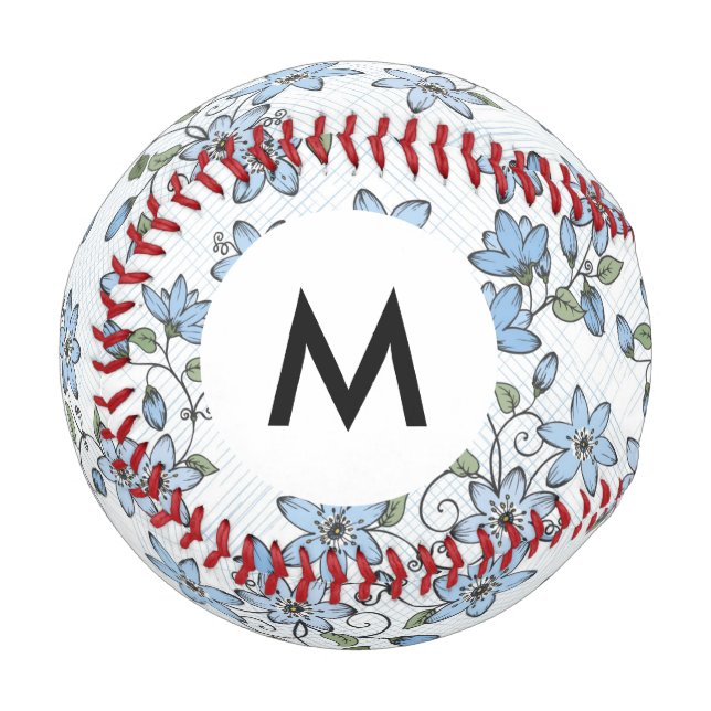Balle De Baseball Monogramme Motif floral 2 3 (Devant Gauche)