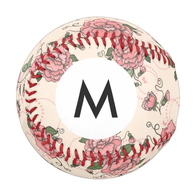 Balle De Baseball Monogramme Motif floral 5 (Devant Gauche)