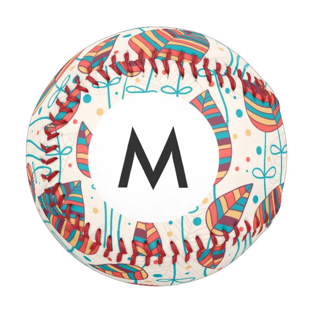Balle De Baseball Monogramme Motif floral 5 2 (Devant Gauche)