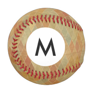 Balle De Baseball Monogramme motif géométrique rétro 2