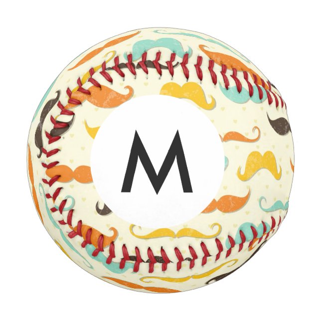 Balle De Baseball Monogramme Mustache motif 3 (Devant Gauche)