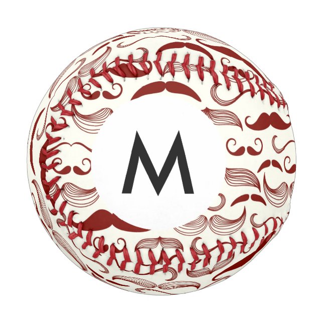 Balle De Baseball Monogramme Mustache motif, style rétro 3 (Devant Gauche)
