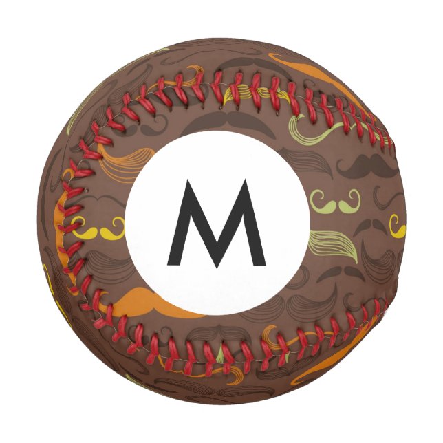 Balle De Baseball Monogramme Mustache motif, style rétro 5 (Devant Gauche)