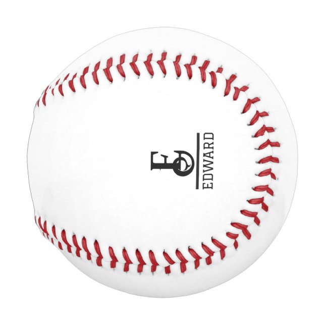 Balle De Baseball Monogramme Personnalisé Moderne et Nom (Devant Droite)