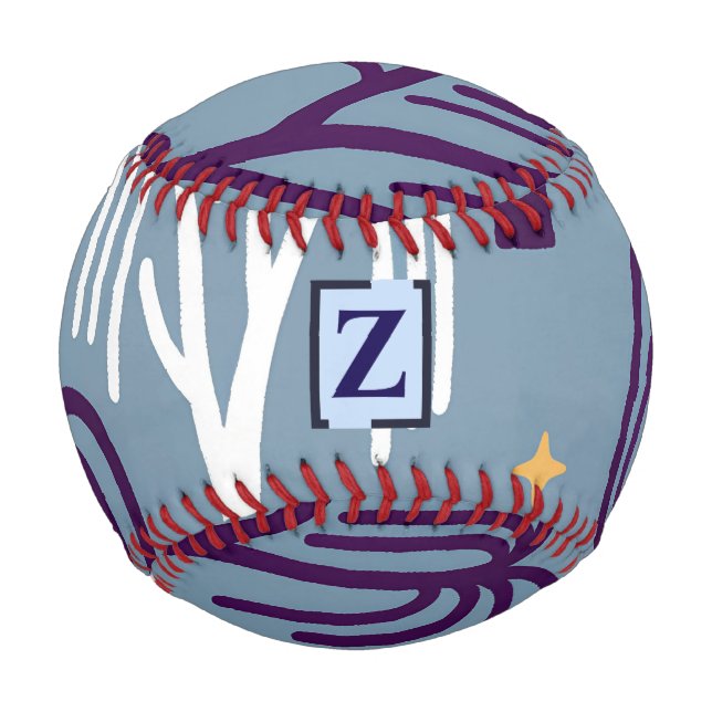 Balle De Baseball Monogramme personnalisé Willow Tree Motif Bleu Bas (Devant)