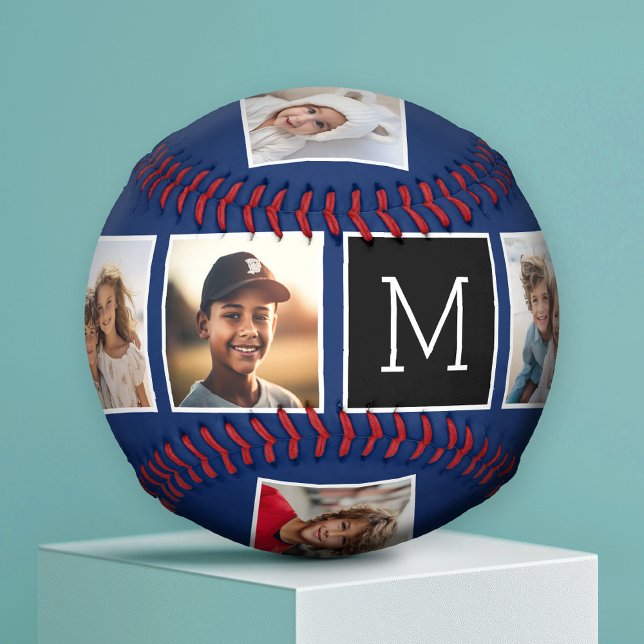 Balle De Baseball Monogramme photo Collage de photo Navy & Black Ins (Custom Photo Baseball)