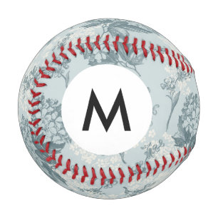 Balle De Baseball Monogramme Retro fleurs viburnum