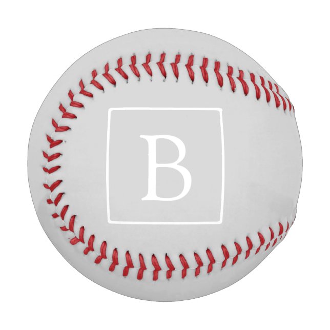 Balle De Baseball Monogramme simple gris clair (Devant Gauche)
