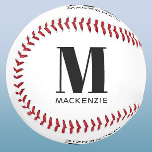 Balle De Baseball Monogramme Simple Nom Initial Personnalisé