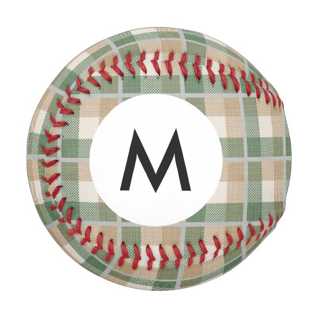 Balle De Baseball Monogramme Tartan (Devant Gauche)
